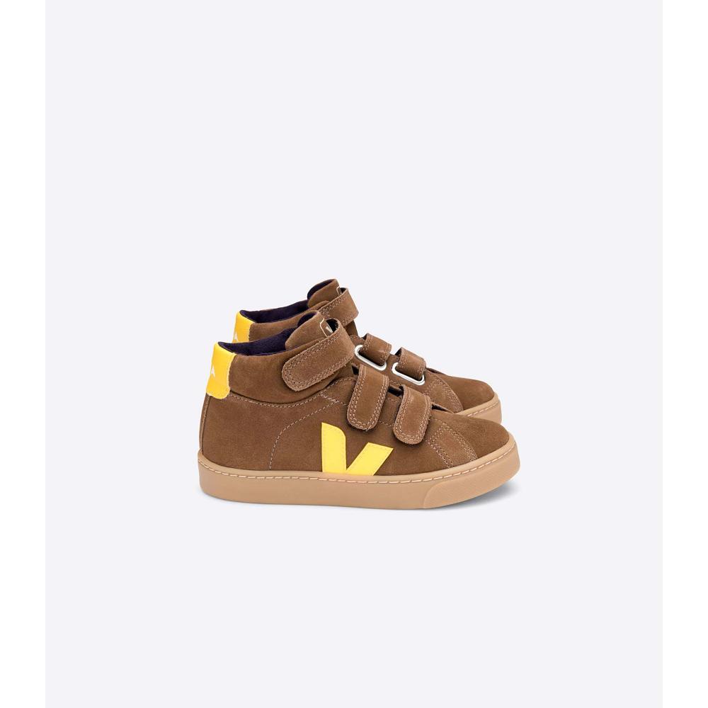 Kids\' Veja ESPLAR MID SUEDE High Tops Coffee | ZA 696LIS